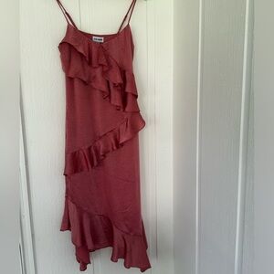NWT Steve Madden Satin Ruffle Midi Dress Size Medium